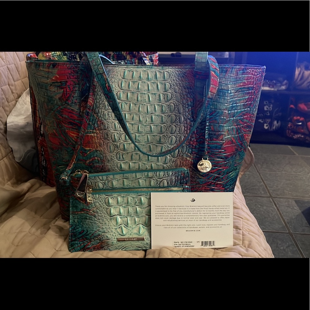 NWT BRAHMIN BROOKE DREAM OMBRE LEATHER MELBOURNE TOTE HANDBAG & dustbag